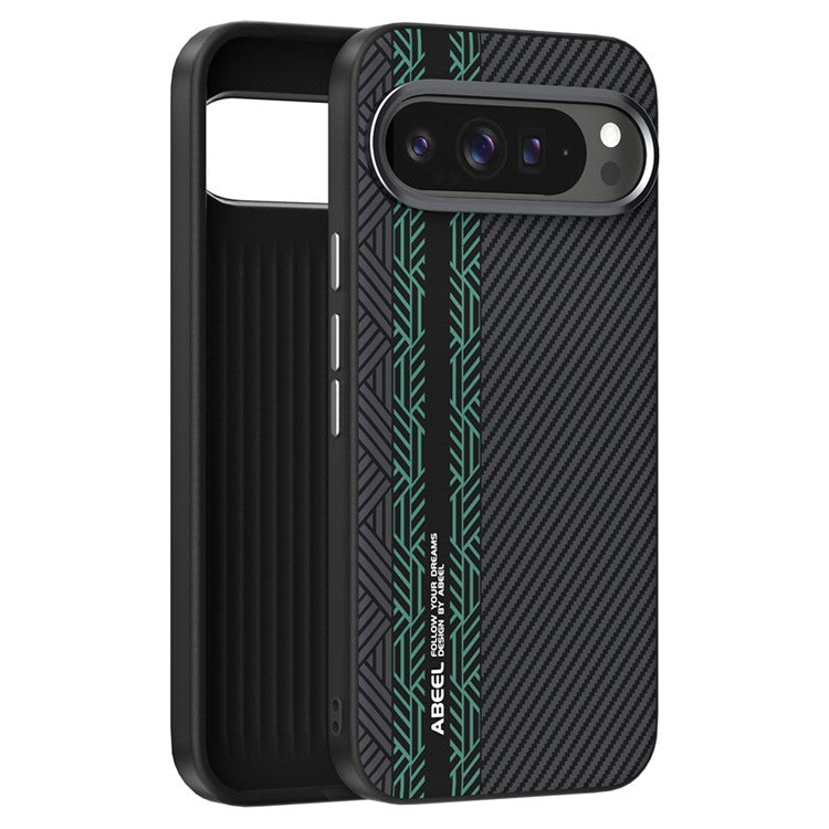 ABEEL For Google Pixel 9 Pro XL Case PC + TPU + Aluminum Alloy + PU Leather Phone Cover Compatible with MagSafe - Texture 2