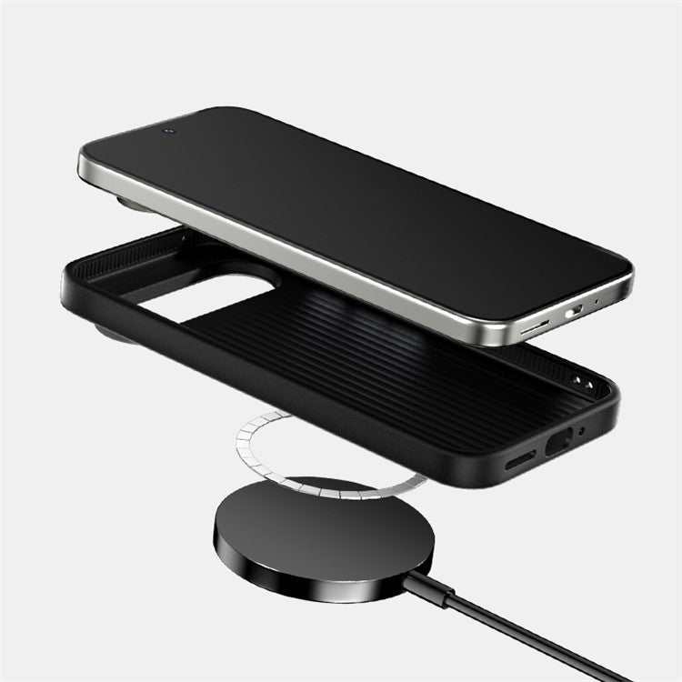 ABEEL For Google Pixel 9 Pro XL Case PC + TPU + Aluminum Alloy + PU Leather Phone Cover Compatible with MagSafe - Texture 2