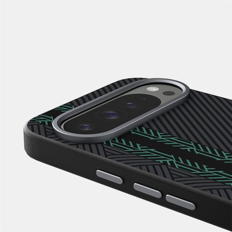 ABEEL For Google Pixel 9 Pro XL Case PC + TPU + Aluminum Alloy + PU Leather Phone Cover Compatible with MagSafe - Texture 2
