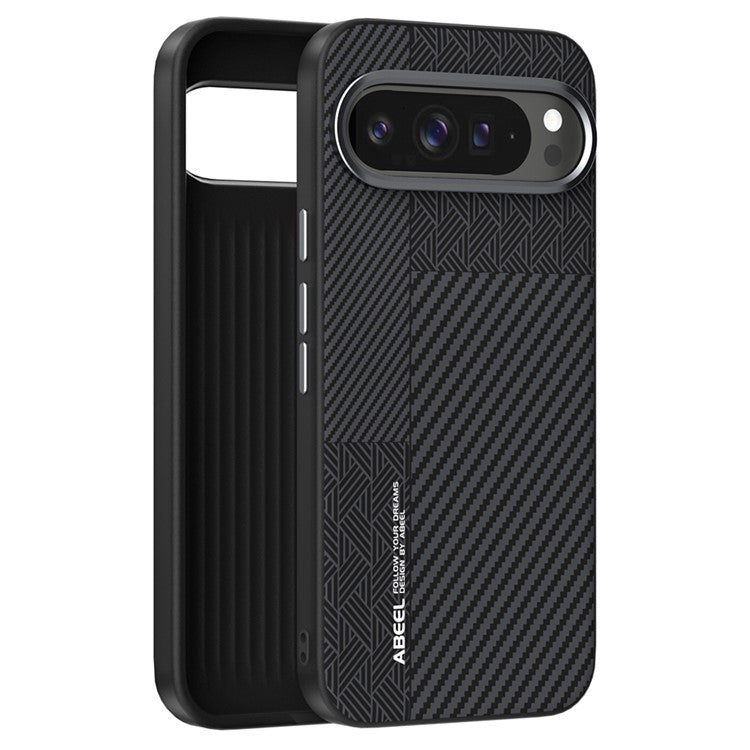 ABEEL For Google Pixel 9 Pro XL Case PC + TPU + Aluminum Alloy + PU Leather Phone Cover Compatible with MagSafe - Texture 1