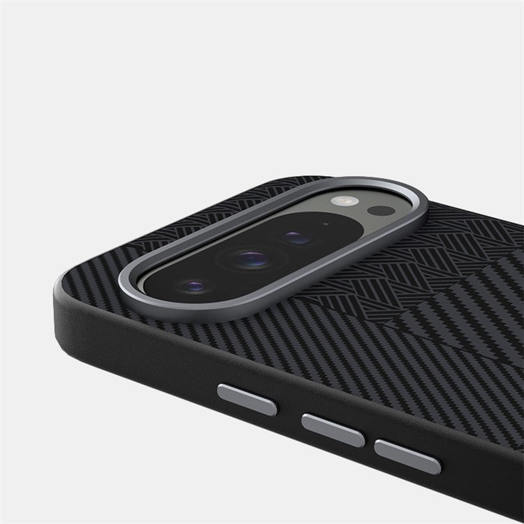 ABEEL For Google Pixel 9 Pro XL Case PC + TPU + Aluminum Alloy + PU Leather Phone Cover Compatible with MagSafe - Texture 1