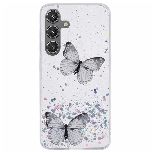 For Samsung Galaxy S25+ Case Epoxy PVC Butterfly TPU Aesthetics Phone Cover - White