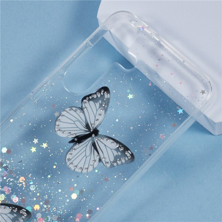 For Samsung Galaxy S25+ Case Epoxy PVC Butterfly TPU Aesthetics Phone Cover - White
