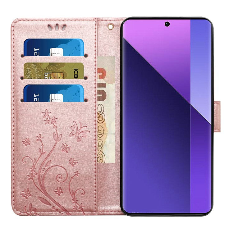 For Motorola Moto G75 5G Case PU Leather Phone Wallet Cover with Strap - Rose Gold