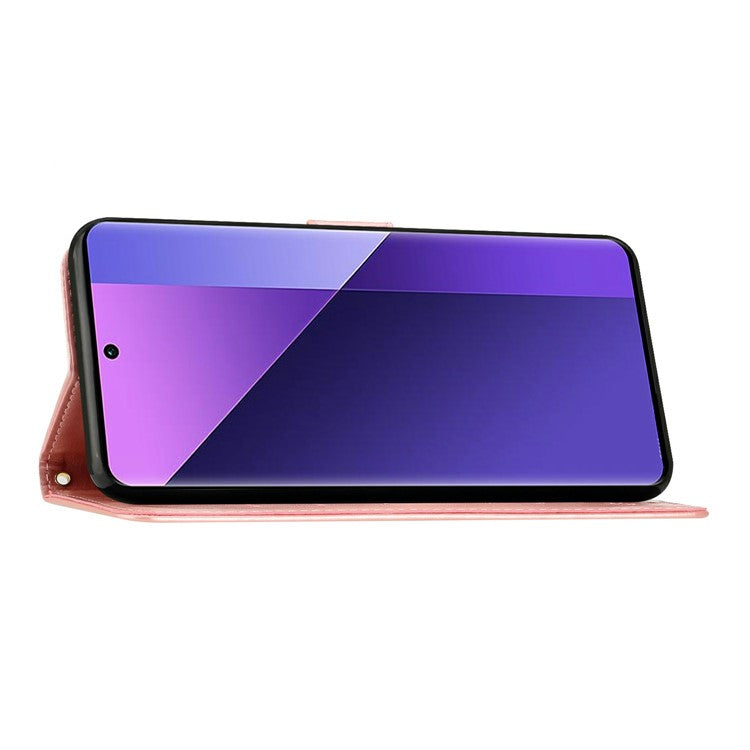 For Motorola Moto G75 5G Case PU Leather Phone Wallet Cover with Strap - Rose Gold