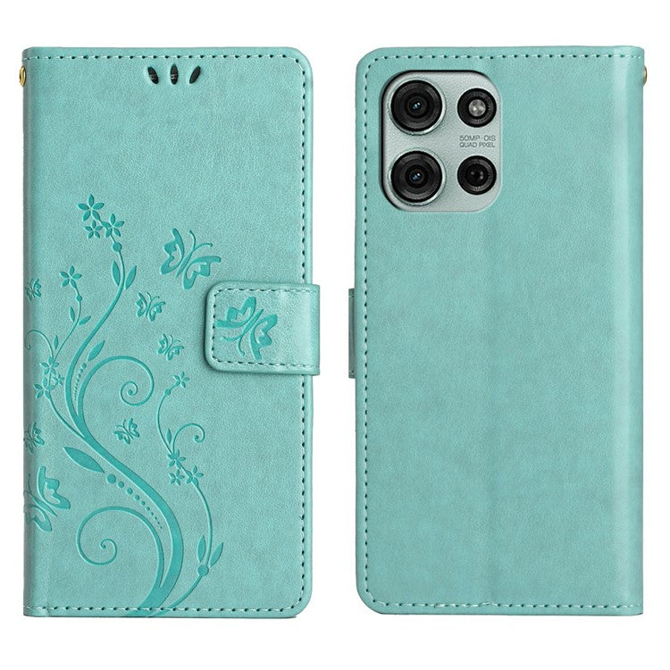 For Motorola Moto G75 5G Case PU Leather Phone Wallet Cover with Strap - Baby Blue