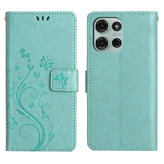 For Motorola Moto G75 5G Case PU Leather Phone Wallet Cover with Strap - Baby Blue