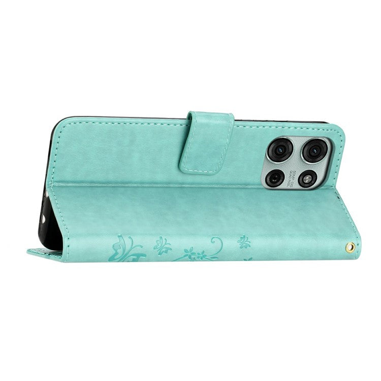 For Motorola Moto G75 5G Case PU Leather Phone Wallet Cover with Strap - Baby Blue