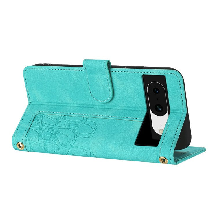 For Google Pixel 8a Case Tulip Leather Phone Cover with 5 Card Slots Wallet - Green