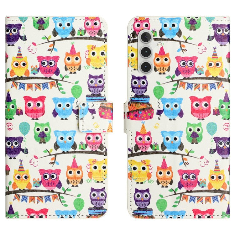 For Samsung Galaxy A26 5G Case Pattern Print PU Leather Wallet Phone Cover - Owls Sticker