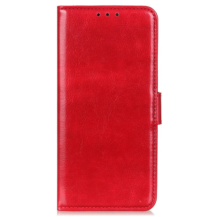 For Google Pixel 9a Case Crazy Horse Texture PU Leather Phone Stand Cover - Red