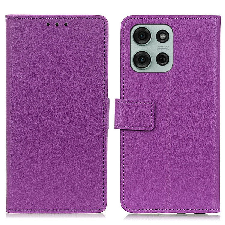 For Motorola Moto G75 5G Case PU Leather Stand Wallet Phone Cover - Purple
