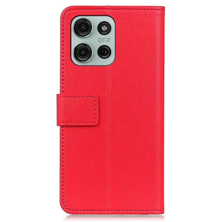 For Motorola Moto G75 5G Case PU Leather Stand Wallet Phone Cover - Red