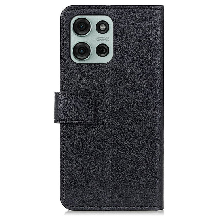 For Motorola Moto G75 5G Case PU Leather Stand Wallet Phone Cover - Black