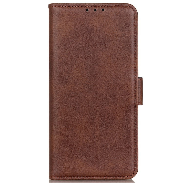 For Motorola Moto G75 5G Case Stand Cowhide Texture PU Leather Phone Cover - Brown