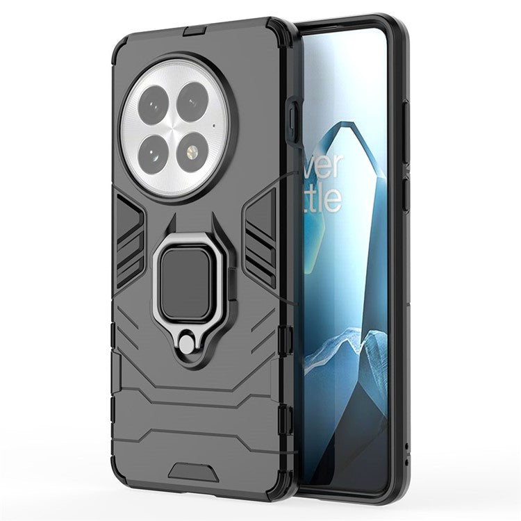 For OnePlus 13 Case PC+TPU Protective Phone Cover with Ring Kickstand - Black