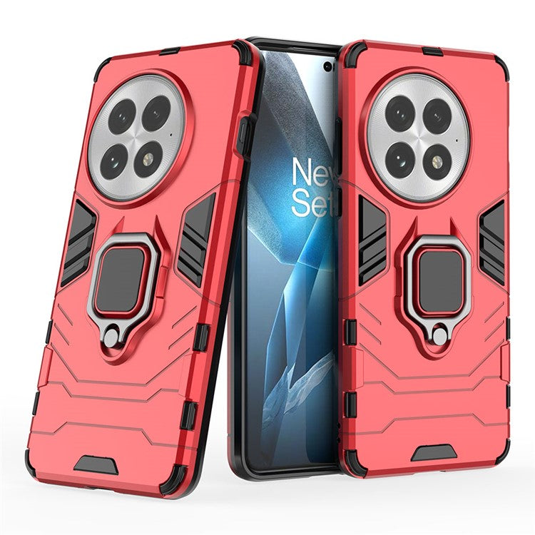 For OnePlus 13 Case PC+TPU Protective Phone Cover with Ring Kickstand - Red