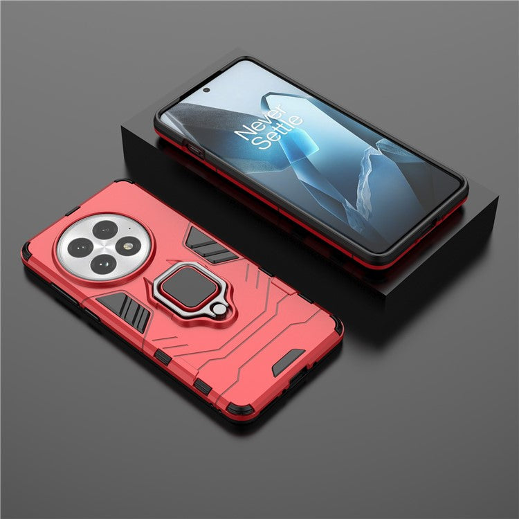 For OnePlus 13 Case PC+TPU Protective Phone Cover with Ring Kickstand - Red