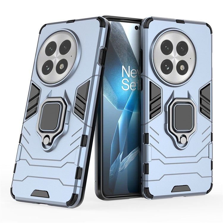 For OnePlus 13 Case PC+TPU Protective Phone Cover with Ring Kickstand - Blue