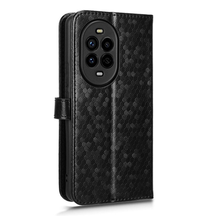 For Huawei nova 13 Pro 5G Wallet Case Dot Pattern Imprint PU Leather Phone Cover - Black