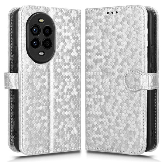 For Huawei nova 13 Pro 5G Wallet Case Dot Pattern Imprint PU Leather Phone Cover - Silver