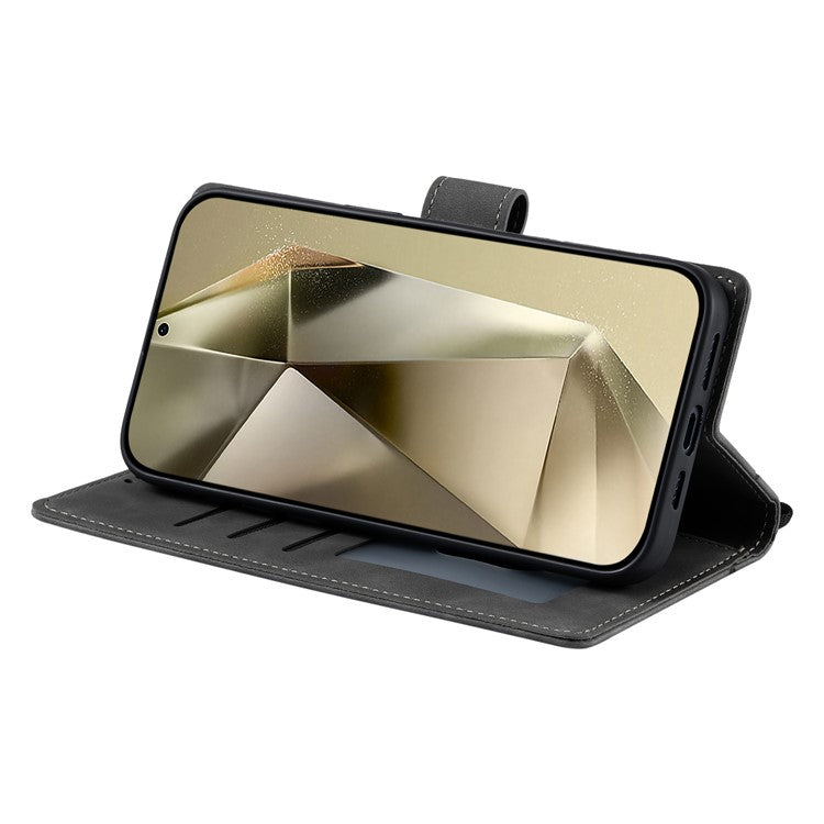 Style 018 For Samsung Galaxy A26 5G Case Imprinted Totem Skin Feel Wallet Leather Phone Cover - Grey