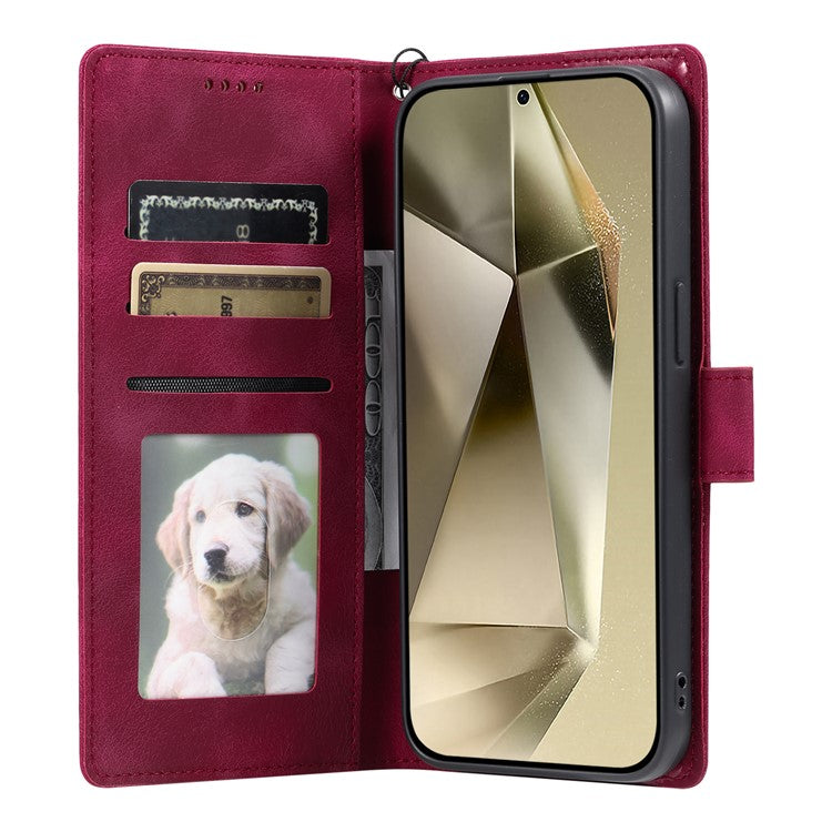 Style 018 For Samsung Galaxy A55 5G Case Imprinted Totem Skin Feel Wallet Leather Phone Cover - Rose