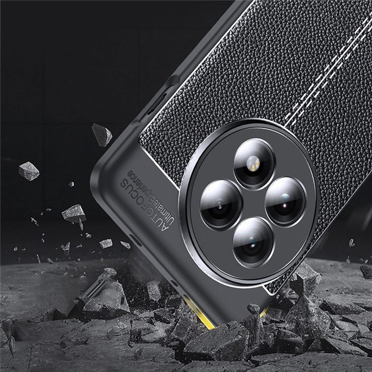For OnePlus 13 Case Litchi Texture TPU Flexible Phone Cover, Black