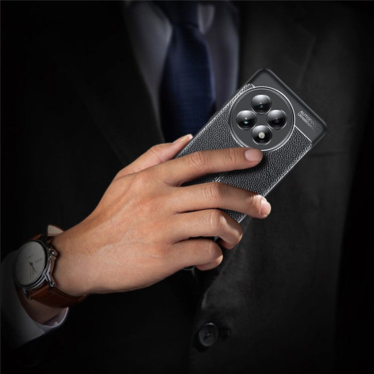For OnePlus 13 Case Litchi Texture TPU Flexible Phone Cover, Black