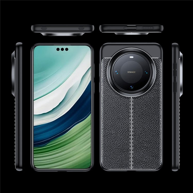 For Huawei Mate 70 Pro+ / 70 Pro Case Litchi Texture TPU Flexible Phone Cover, Black