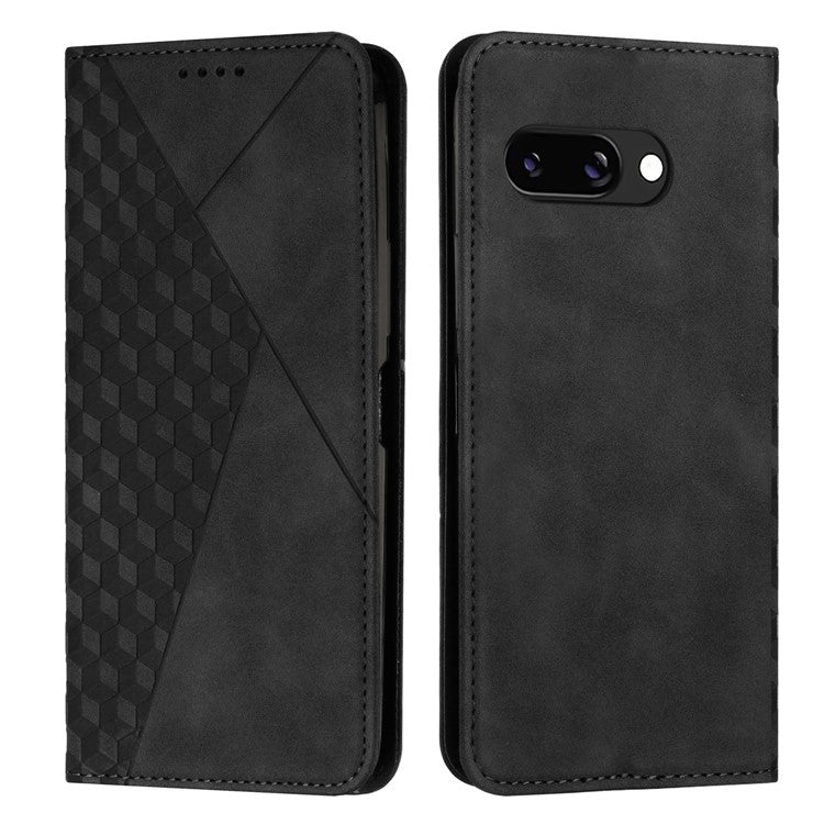 For Google Pixel 9a Phone Cover Imprinted PU Leather Wallet Stand Case - Black