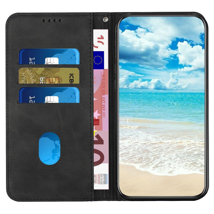 For Motorola Moto G75 5G Phone Cover Imprinted PU Leather Wallet Stand Case - Black