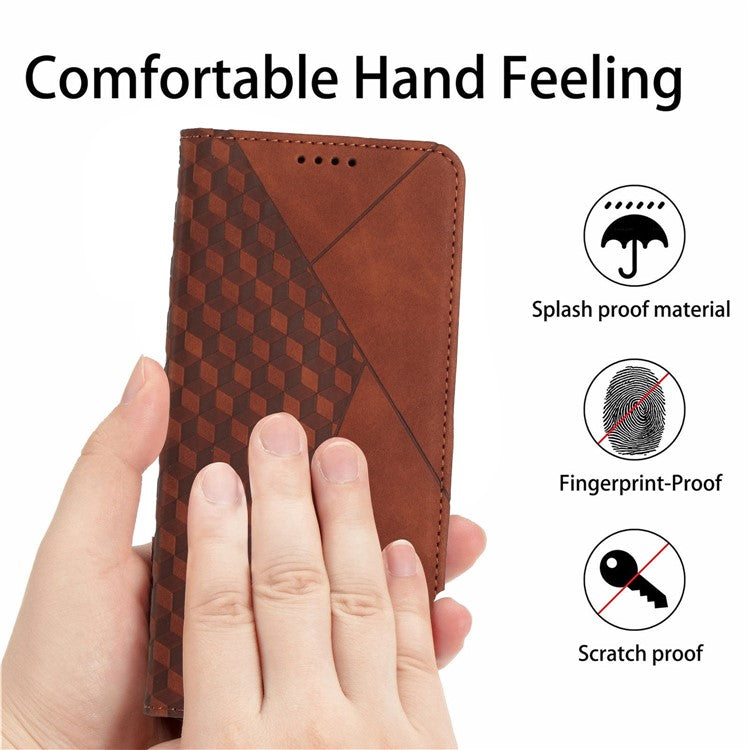 For Motorola Moto G75 5G Phone Cover Imprinted PU Leather Wallet Stand Case - Brown