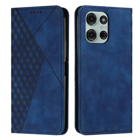 For Motorola Moto G75 5G Phone Cover Imprinted PU Leather Wallet Stand Case - Sapphire