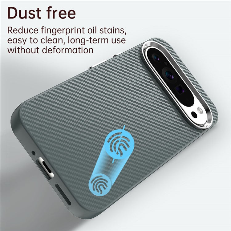 For Google Pixel 9 Pro XL Case Cell Phone Hybrid Back Cover Carbon Fiber Texture - Grey