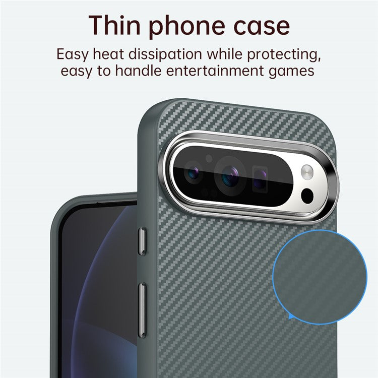 For Google Pixel 9 Pro XL Case Cell Phone Hybrid Back Cover Carbon Fiber Texture - Grey