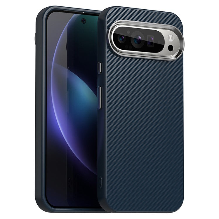 For Google Pixel 9 Pro XL Case Cell Phone Hybrid Back Cover Carbon Fiber Texture - Blue