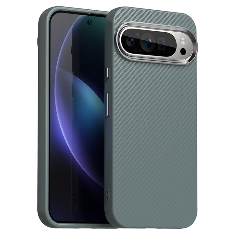 For Google Pixel 9 / Pixel 9 Pro Case Cell Phone Hybrid Back Cover Carbon Fiber Texture - Grey