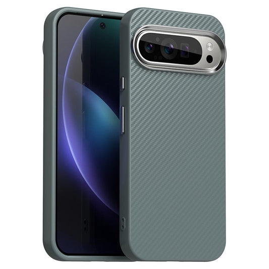 For Google Pixel 9 / Pixel 9 Pro Case Cell Phone Hybrid Back Cover Carbon Fiber Texture - Grey