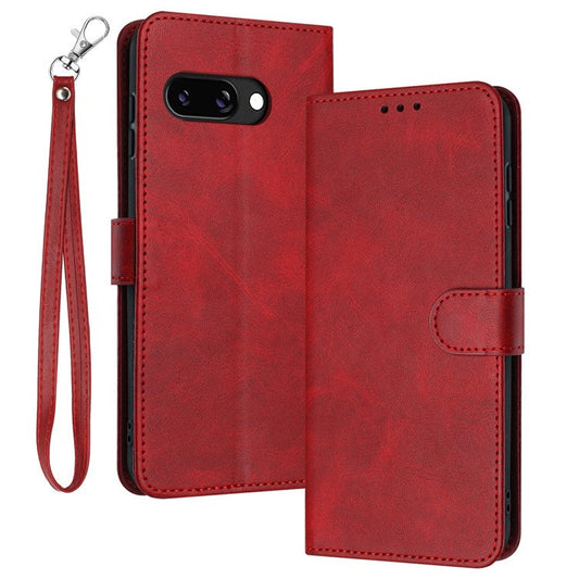 For Google Pixel 9a Case Flip Stand PU Leather Wallet Phone Cover Calf Texture - Red