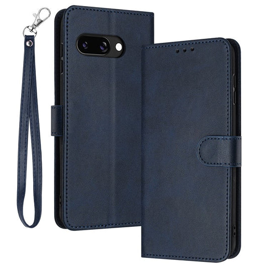 For Google Pixel 9a Case Flip Stand PU Leather Wallet Phone Cover Calf Texture - Sapphire