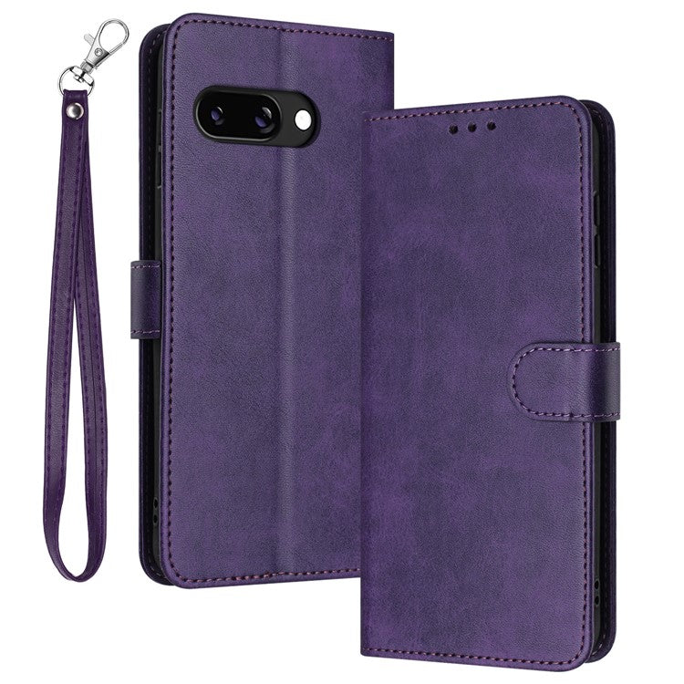 For Google Pixel 9a Case Flip Stand PU Leather Wallet Phone Cover Calf Texture - Purple
