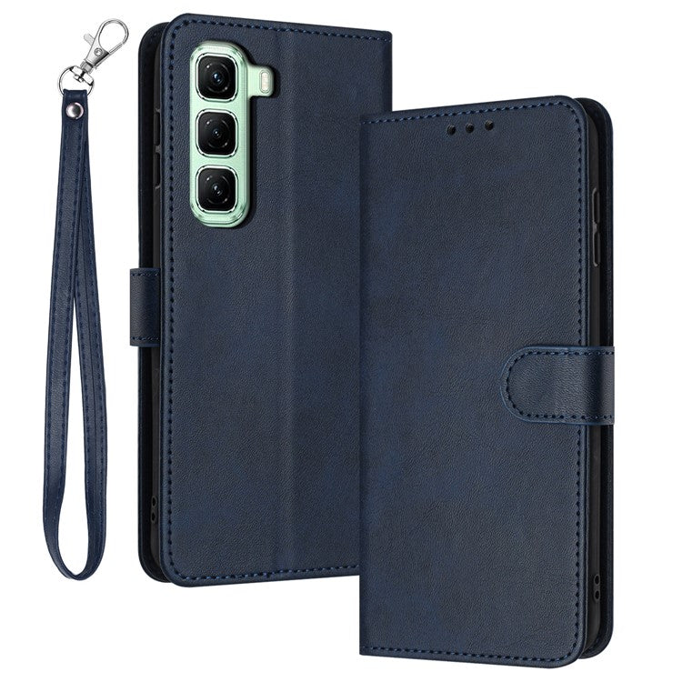 For Infinix Hot 50 Pro+ 4G Case Flip Stand PU Leather Wallet Phone Cover Calf Texture - Sapphire