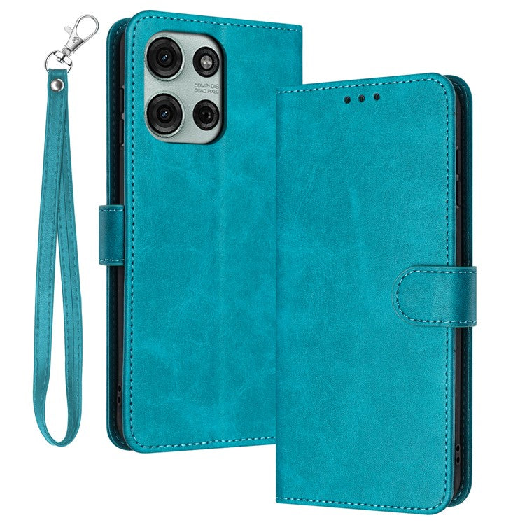 For Motorola Moto G75 5G Case Flip Stand PU Leather Wallet Phone Cover Calf Texture - Green