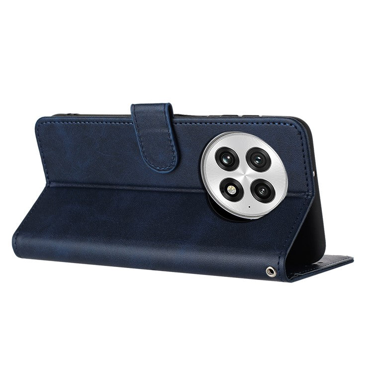 For OnePlus 13 Case Flip Stand PU Leather Wallet Phone Cover Calf Texture - Sapphire