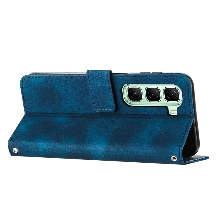 For Infinix Hot 50 Pro+ 4G Case Handbag Imprinted Triangle Leather Phone Cover - Sapphire