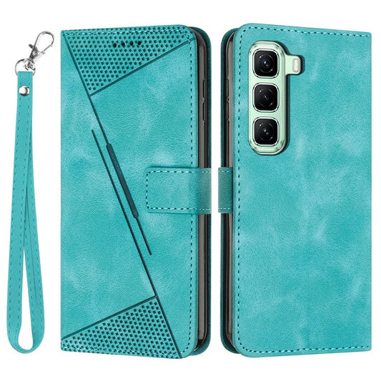 For Infinix Hot 50 Pro+ 4G Case Handbag Imprinted Triangle Leather Phone Cover - Green