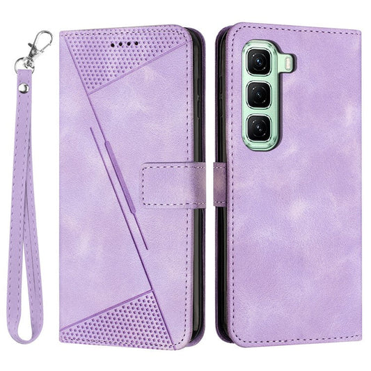 For Infinix Hot 50 Pro+ 4G Case Handbag Imprinted Triangle Leather Phone Cover - Purple
