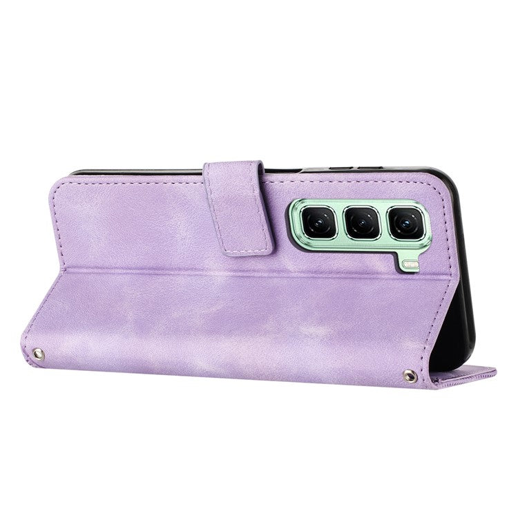 For Infinix Hot 50 Pro+ 4G Case Handbag Imprinted Triangle Leather Phone Cover - Purple