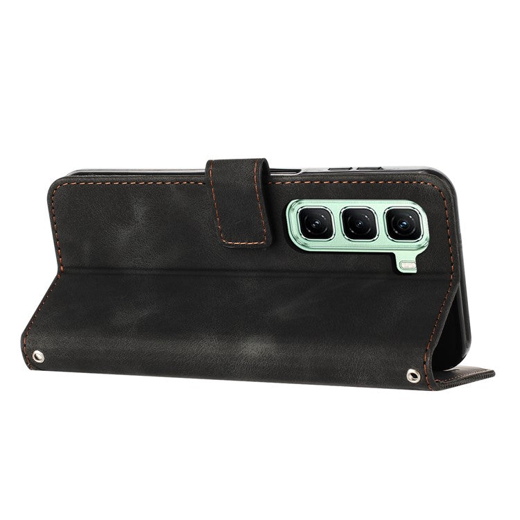 For Infinix Hot 50 Pro+ 4G Case Handbag Imprinted Triangle Leather Phone Cover - Black